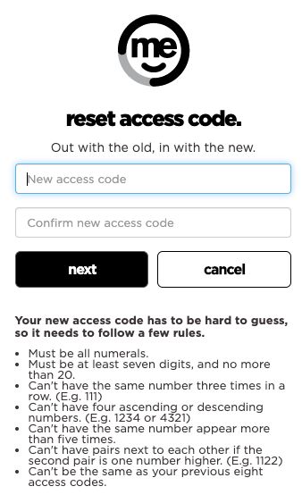 ME Bank bad password rule screenshot