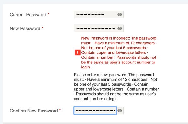 HSA Bank bad password rule screenshot