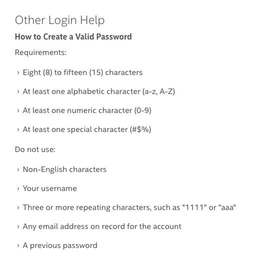 Intel bad password rule screenshot