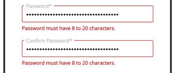 NBA Store bad password rule screenshot
