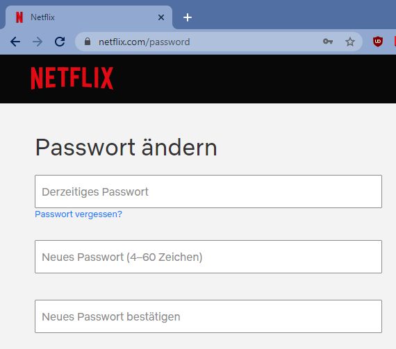 Netflix bad password rule screenshot