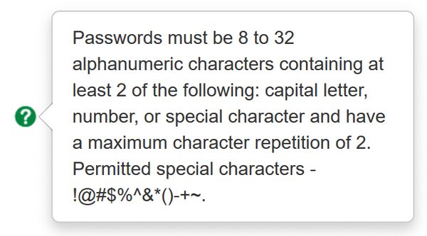 CenturyLink bad password rule screenshot