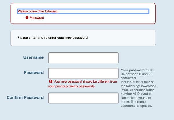 Wageworks bad password rule screenshot