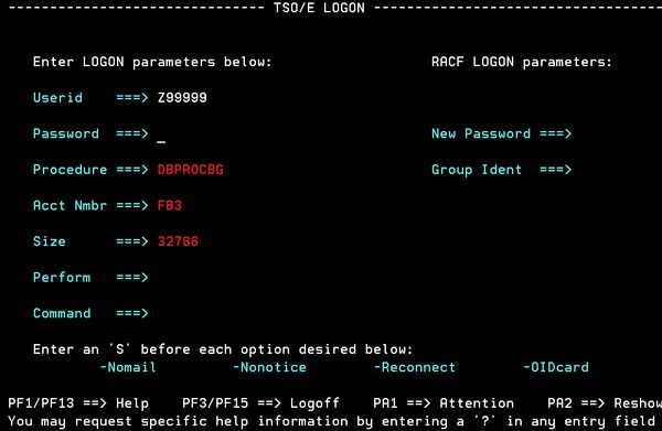IBM TSO/E Logon terminal bad password rule screenshot