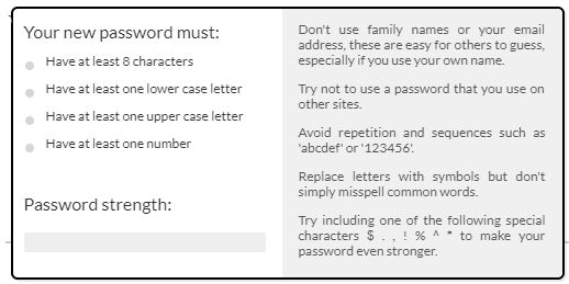Very.co.uk bad password rule screenshot