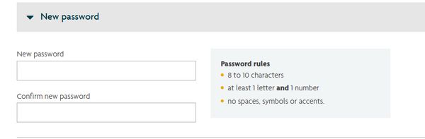 SunLife bad password rule screenshot
