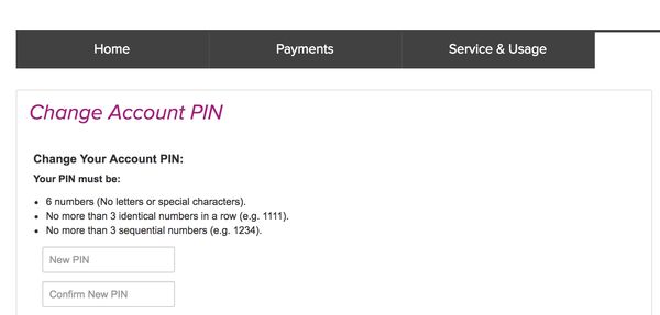 Virgin Mobile bad password rule screenshot