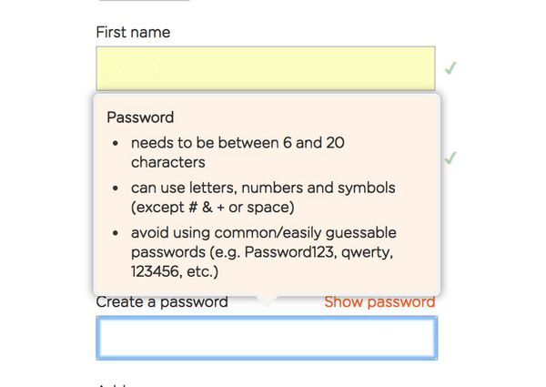 Easyjet bad password rule screenshot