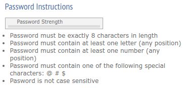Nevada DMV bad password rule screenshot
