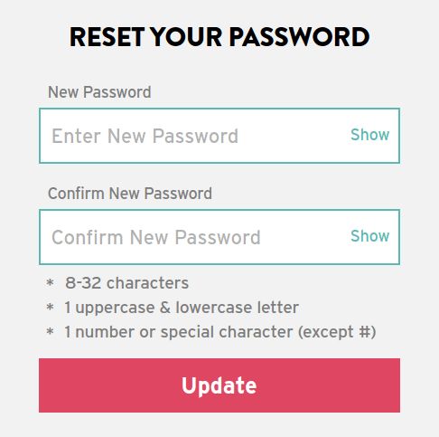 Taco Bell bad password rule screenshot