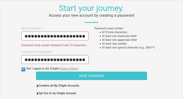 ICAgile bad password rule screenshot